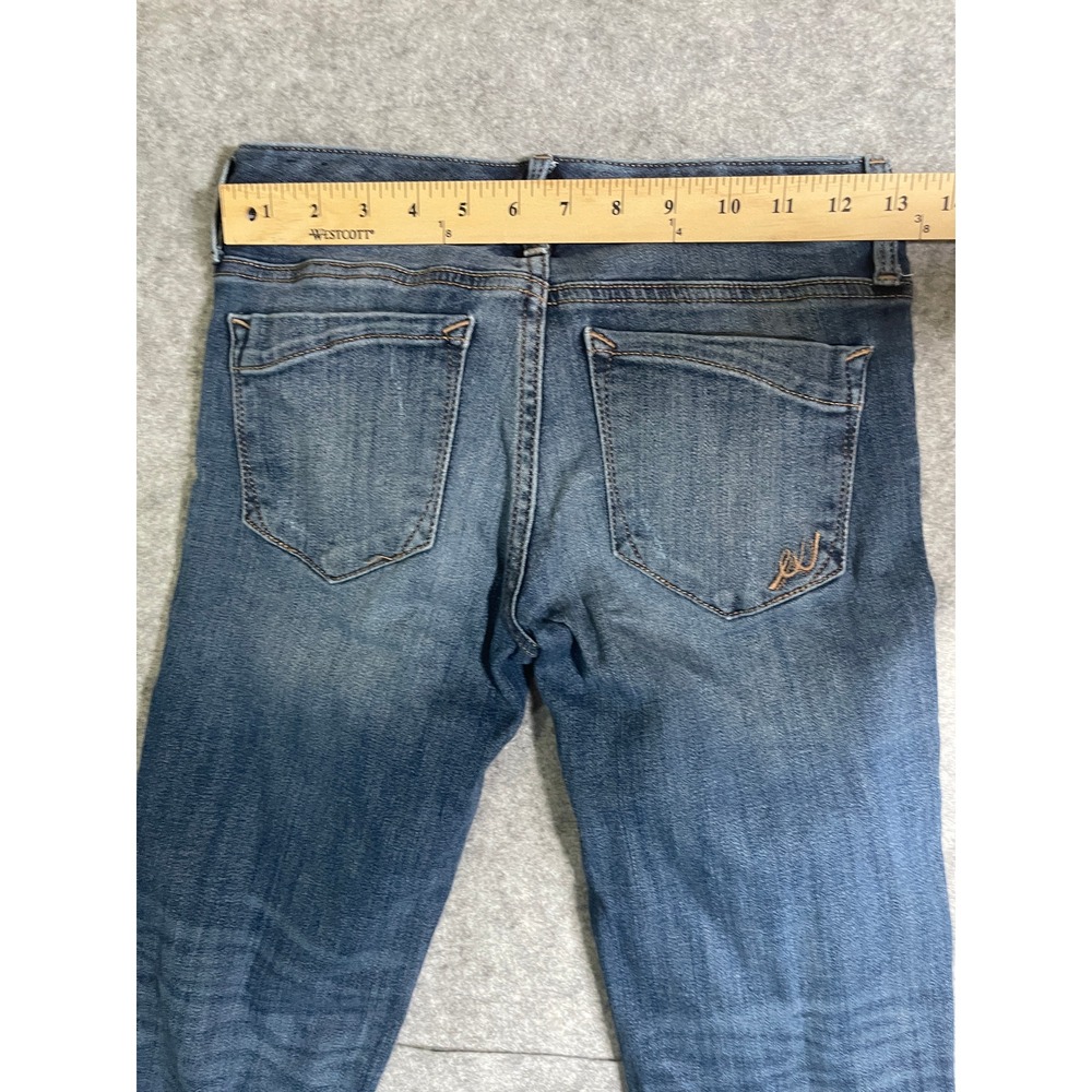Express Stella Low Rise Cropped Skinny Jeans Blue Distressed Denim Womens 0R - Picture 13 of 14